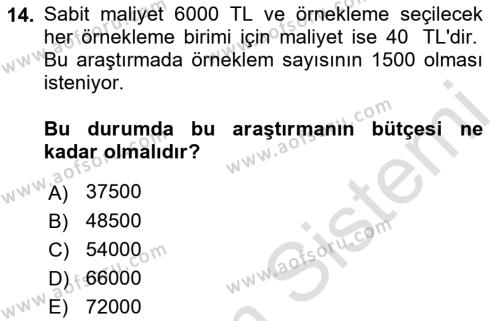 Tıbbi İstatistik Dersi 2021 - 2022 Yılı Yaz Okulu Sınavı 14. Soru