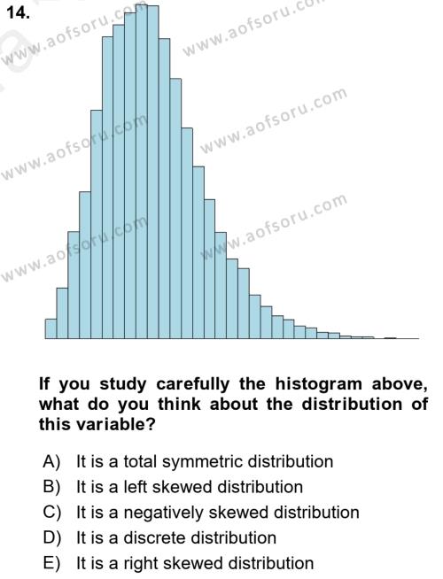 Statistics 1 Dersi 2018 - 2019 Yılı (Vize) Ara Sınavı 14. Soru