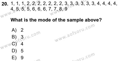 Statistics 1 Dersi 2018 - 2019 Yılı (Vize) Ara Sınavı 20. Soru