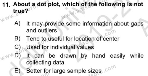 Statistics 1 Dersi 2019 - 2020 Yılı (Vize) Ara Sınavı 11. Soru