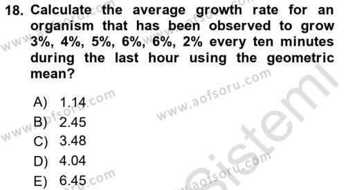 Statistics 1 Dersi 2019 - 2020 Yılı (Vize) Ara Sınavı 18. Soru