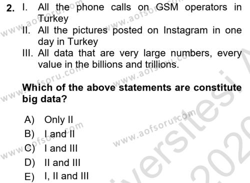 Statistics 1 Dersi 2019 - 2020 Yılı (Vize) Ara Sınavı 2. Soru