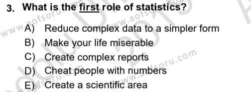 Statistics 1 Dersi 2019 - 2020 Yılı (Vize) Ara Sınavı 3. Soru