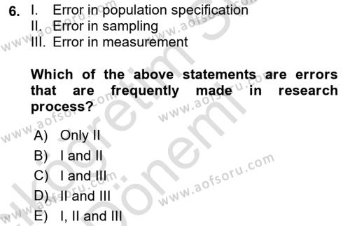 Statistics 1 Dersi 2019 - 2020 Yılı (Vize) Ara Sınavı 6. Soru