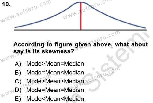 Statistics 1 Dersi 2019 - 2020 Yılı (Final) Dönem Sonu Sınavı 10. Soru