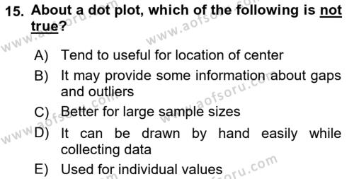 Statistics 1 Dersi 2021 - 2022 Yılı (Vize) Ara Sınavı 15. Soru