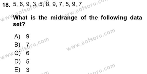 Statistics 1 Dersi 2021 - 2022 Yılı (Vize) Ara Sınavı 18. Soru