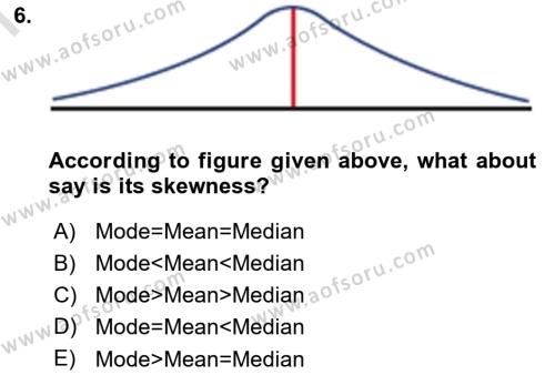Statistics 1 Dersi 2021 - 2022 Yılı (Final) Dönem Sonu Sınavı 6. Soru