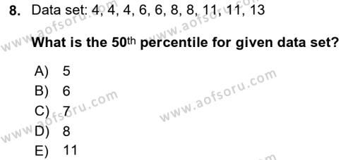Statistics 1 Dersi 2021 - 2022 Yılı (Final) Dönem Sonu Sınavı 8. Soru