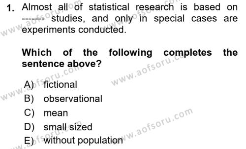 Statistics 1 Dersi 2022 - 2023 Yılı (Vize) Ara Sınavı 1. Soru