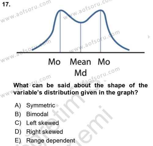 Statistics 1 Dersi 2022 - 2023 Yılı (Vize) Ara Sınavı 17. Soru