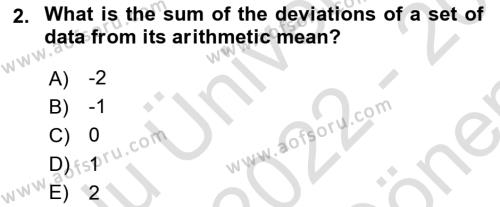 Statistics 1 Dersi 2022 - 2023 Yılı (Final) Dönem Sonu Sınavı 2. Soru