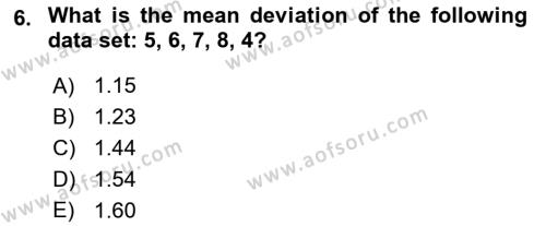 Statistics 1 Dersi 2022 - 2023 Yılı (Final) Dönem Sonu Sınavı 6. Soru