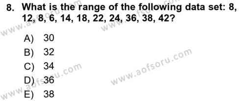 Statistics 1 Dersi 2022 - 2023 Yılı (Final) Dönem Sonu Sınavı 8. Soru