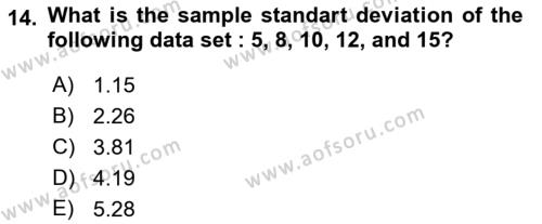 Statistics 1 Dersi 2022 - 2023 Yılı Yaz Okulu Sınavı 14. Soru