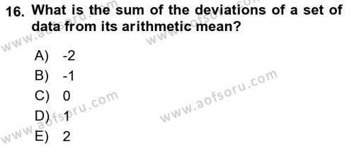 Statistics 1 Dersi 2023 - 2024 Yılı (Vize) Ara Sınavı 16. Soru