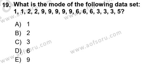 Statistics 1 Dersi 2023 - 2024 Yılı (Vize) Ara Sınavı 19. Soru
