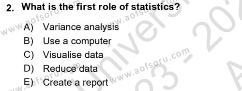 Statistics 1 Dersi 2023 - 2024 Yılı (Vize) Ara Sınavı 2. Soru