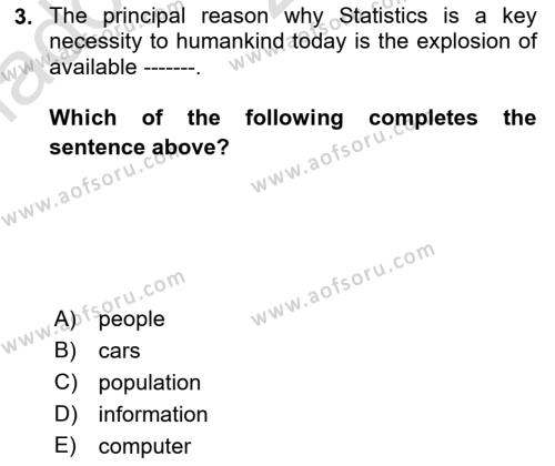 Statistics 1 Dersi 2023 - 2024 Yılı (Vize) Ara Sınavı 3. Soru