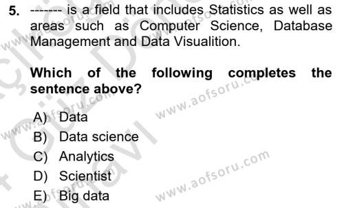 Statistics 1 Dersi 2023 - 2024 Yılı (Vize) Ara Sınavı 5. Soru