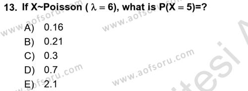 Statistics 1 Dersi 2023 - 2024 Yılı (Final) Dönem Sonu Sınavı 13. Soru