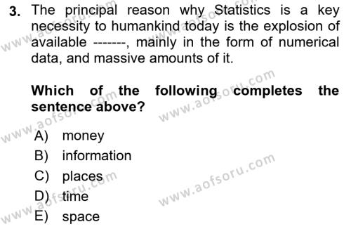 Statistics 1 Dersi 2023 - 2024 Yılı Yaz Okulu Sınavı 3. Soru