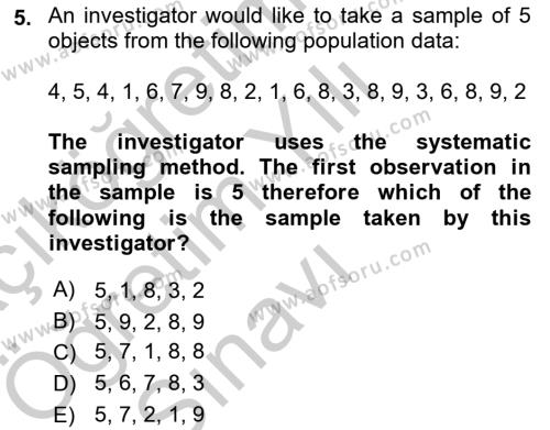 Statistics 2 Dersi 2018 - 2019 Yılı Yaz Okulu Sınavı 5. Soru