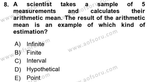 Statistics 2 Dersi 2018 - 2019 Yılı Yaz Okulu Sınavı 8. Soru