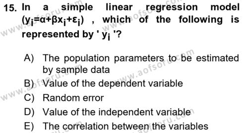 Statistics 2 Dersi 2020 - 2021 Yılı Yaz Okulu Sınavı 15. Soru