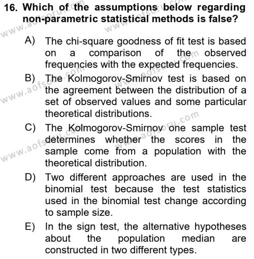 Statistics 2 Dersi 2020 - 2021 Yılı Yaz Okulu Sınavı 16. Soru