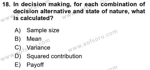 Statistics 2 Dersi 2020 - 2021 Yılı Yaz Okulu Sınavı 18. Soru