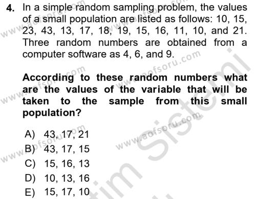 Statistics 2 Dersi 2020 - 2021 Yılı Yaz Okulu Sınavı 4. Soru