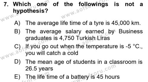 Statistics 2 Dersi 2020 - 2021 Yılı Yaz Okulu Sınavı 7. Soru