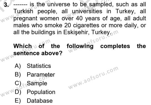 Statistics 2 Dersi 2021 - 2022 Yılı (Vize) Ara Sınavı 3. Soru