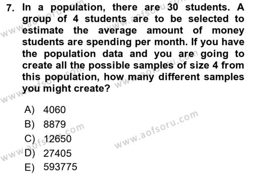 Statistics 2 Dersi 2021 - 2022 Yılı (Vize) Ara Sınavı 7. Soru