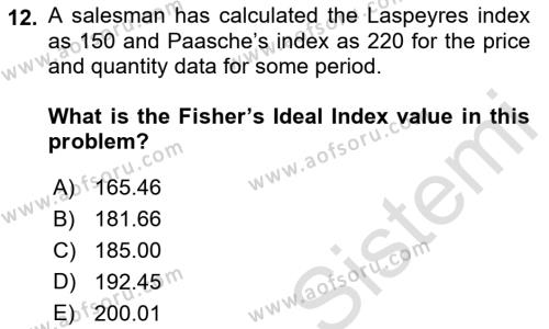 Statistics 2 Dersi 2021 - 2022 Yılı (Final) Dönem Sonu Sınavı 12. Soru