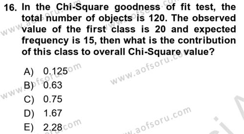 Statistics 2 Dersi 2021 - 2022 Yılı (Final) Dönem Sonu Sınavı 16. Soru