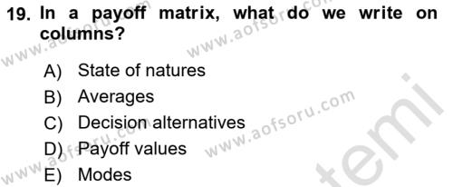 Statistics 2 Dersi 2021 - 2022 Yılı (Final) Dönem Sonu Sınavı 19. Soru