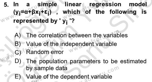 Statistics 2 Dersi 2021 - 2022 Yılı (Final) Dönem Sonu Sınavı 5. Soru
