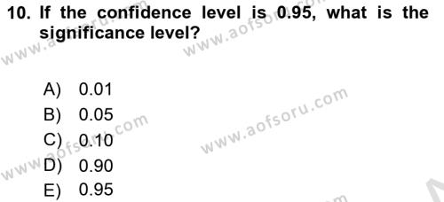 Statistics 2 Dersi 2021 - 2022 Yılı Yaz Okulu Sınavı 10. Soru