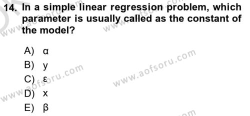Statistics 2 Dersi 2021 - 2022 Yılı Yaz Okulu Sınavı 14. Soru