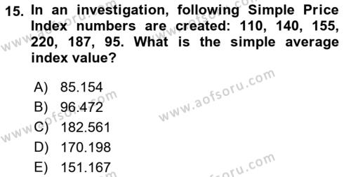 Statistics 2 Dersi 2021 - 2022 Yılı Yaz Okulu Sınavı 15. Soru