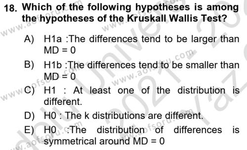 Statistics 2 Dersi 2021 - 2022 Yılı Yaz Okulu Sınavı 18. Soru
