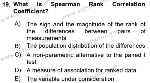 Statistics 2 Dersi 2021 - 2022 Yılı Yaz Okulu Sınavı 19. Soru