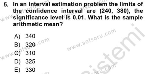 Statistics 2 Dersi 2021 - 2022 Yılı Yaz Okulu Sınavı 5. Soru