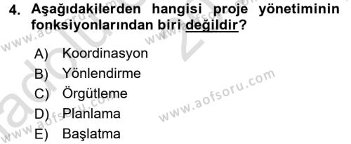 Proje Analizi ve Değerlendirme Dersi 2017 - 2018 Yılı (Vize) Ara Sınavı 4. Soru