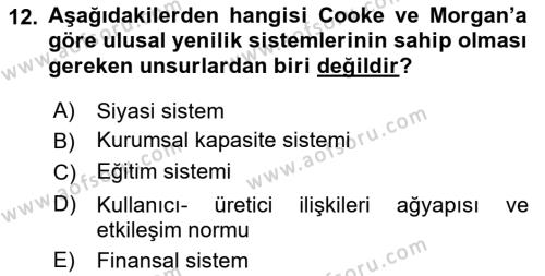 Yenilik Yönetimi Dersi 2021 - 2022 Yılı (Final) Dönem Sonu Sınavı 12. Soru