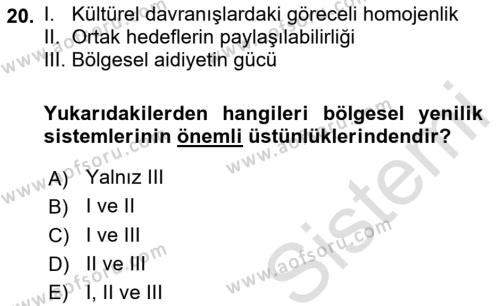 Yenilik Yönetimi Dersi 2021 - 2022 Yılı Yaz Okulu Sınavı 20. Soru