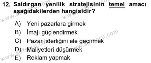 Yenilik Yönetimi Dersi 2023 - 2024 Yılı (Final) Dönem Sonu Sınavı 12. Soru