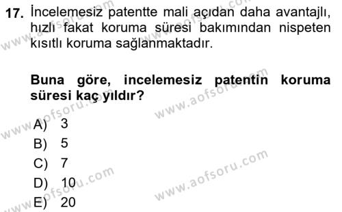 Yenilik Yönetimi Dersi 2023 - 2024 Yılı (Final) Dönem Sonu Sınavı 17. Soru